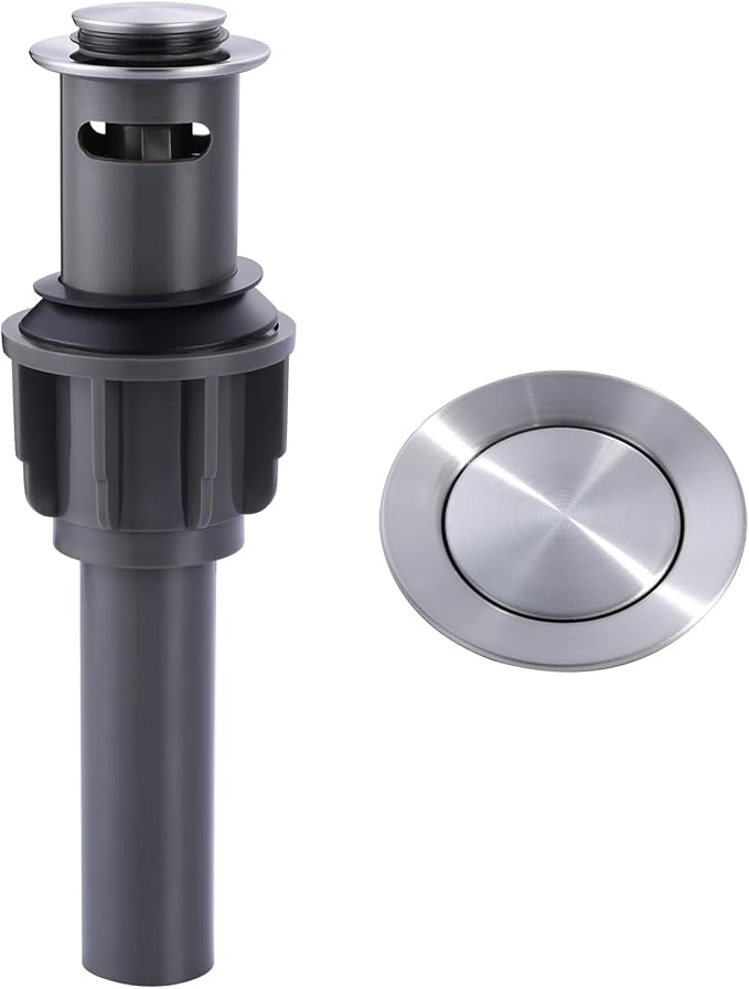 ALEASHA Bathroom Sink Drain with Overflow Vessel Sink Stopper,Pop Up Drain for Bathroom Sink Pop Up Drain Stopper for Hair Catcher,Brushed Nickel