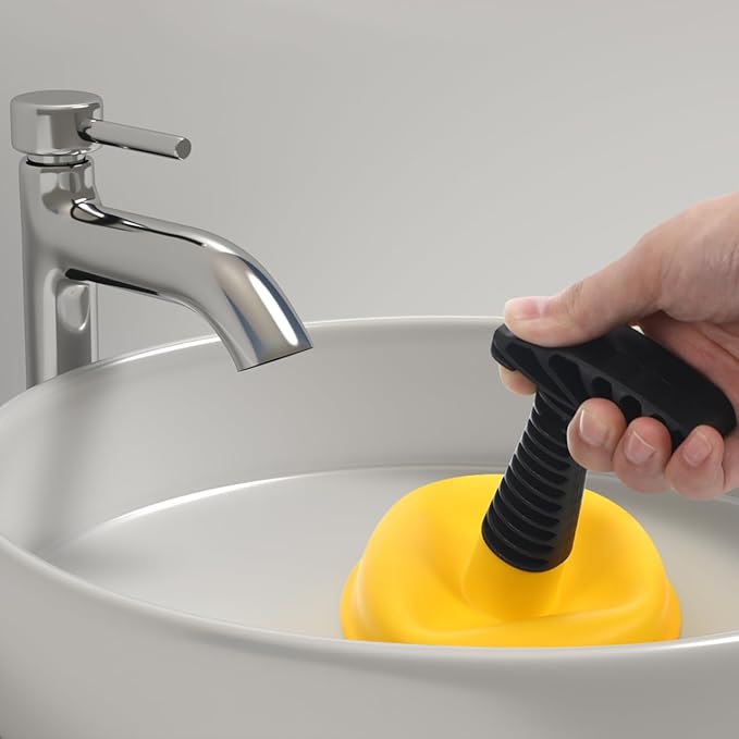 2Pcs Sink Plunger: Easy to use Mini Plunger with Short Handle - Powerful Unclogging Tool for Kitchen Sink Shower Bathroom Drains Bath Yellow and Red