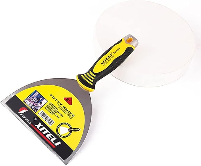 6-Pack Putty Scraper, 6" Putty Knives with Plastic Ergonomic Handle for Taping Paint Wall Floor Tile, Metal Spackle Tools Knife,Remover for Wood, Wallpaper Scraper (6")