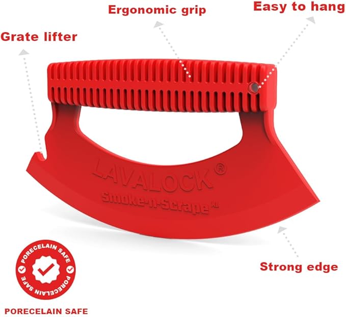 Smoke-n-Scrape XL Grill Smoker Scraper BBQ Residue Remover Cleaning Tool for Weber Kettle WSM BGE Kamado Oklahoma Joe's
