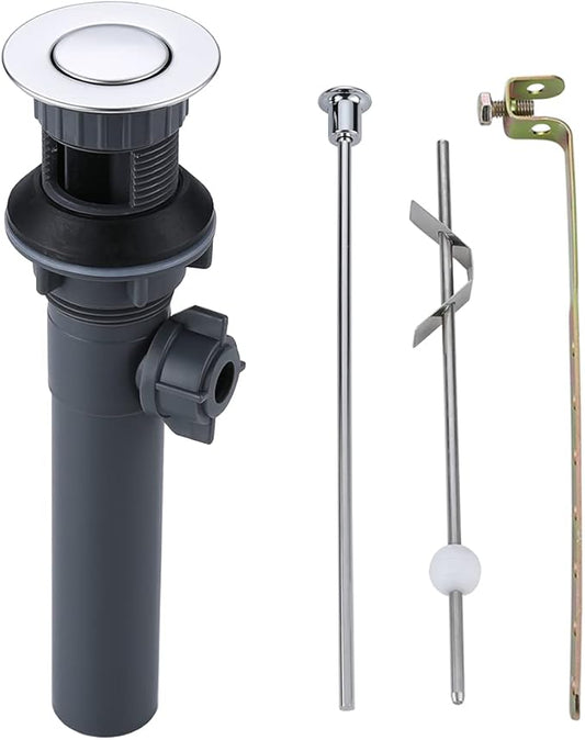 WOWOW Pop Up Drain Assembly with Lift Rod and Overflow Drain Stopper Assembly for Bathroom Faucet,Chrome