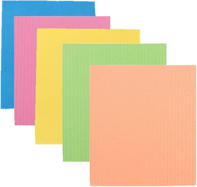 5Pcs Absorbent Sponge Cloth, Cleaning Cloth for Kitchen Outdoor, Multi-Color, 7.88"x7.1"