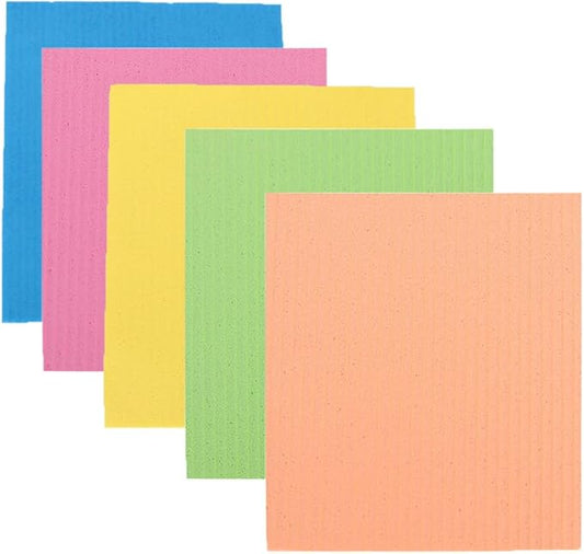 5Pcs Absorbent Sponge Cloth, Cleaning Cloth for Kitchen Outdoor, Multi-Color, 7.88"x7.1"