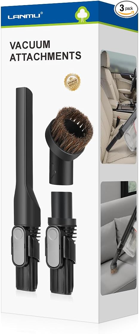 LANMU Crevice Tool Vacuum Attachments Compatible with Shark IX141 IZ363HT IZ362H IZ363HT IZ362H Pet Cordless Stick Vacuum, Horse Hair Brush Replacement Parts for D-Shaped Interface Vacuum