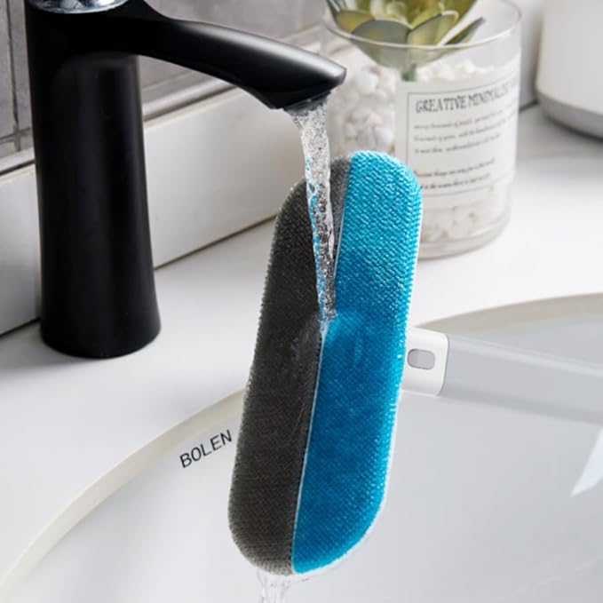 Three in One Non-Disassembly Screen Brush, Glass Scraper, Double-Sided Dry and Wet Cleaning Tool, Gap Brush, Multi-Functional (Grey White)