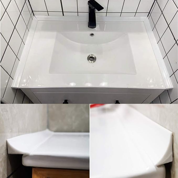 67 Inch Selfadhesive Shower Threshold Water Dam Silicone Waterproof Shower Barrier Water Stopper Bathroom and Kitchen Water Seal Strip for Dry and Wet Separation(White)