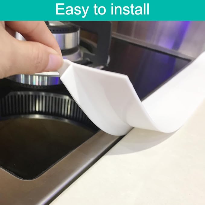 Stove Gap Covers, 2PACK Kitchen Silicone Oven Gap Filler - 21 Inches Countertop Strips Guard, Easy to Clean (White)