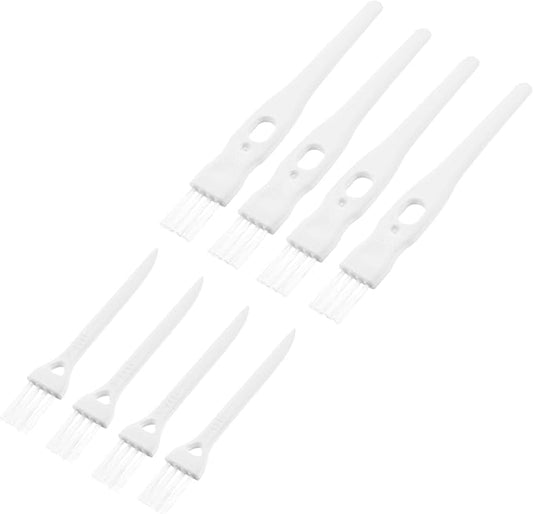 MECCANIXITY Shaver Cleaning Brush Tools with White Handle White Nylon Bristles 2 Sizes for Keyboard, Window Track, Vent Outlet, Home, Office, 8 Pack