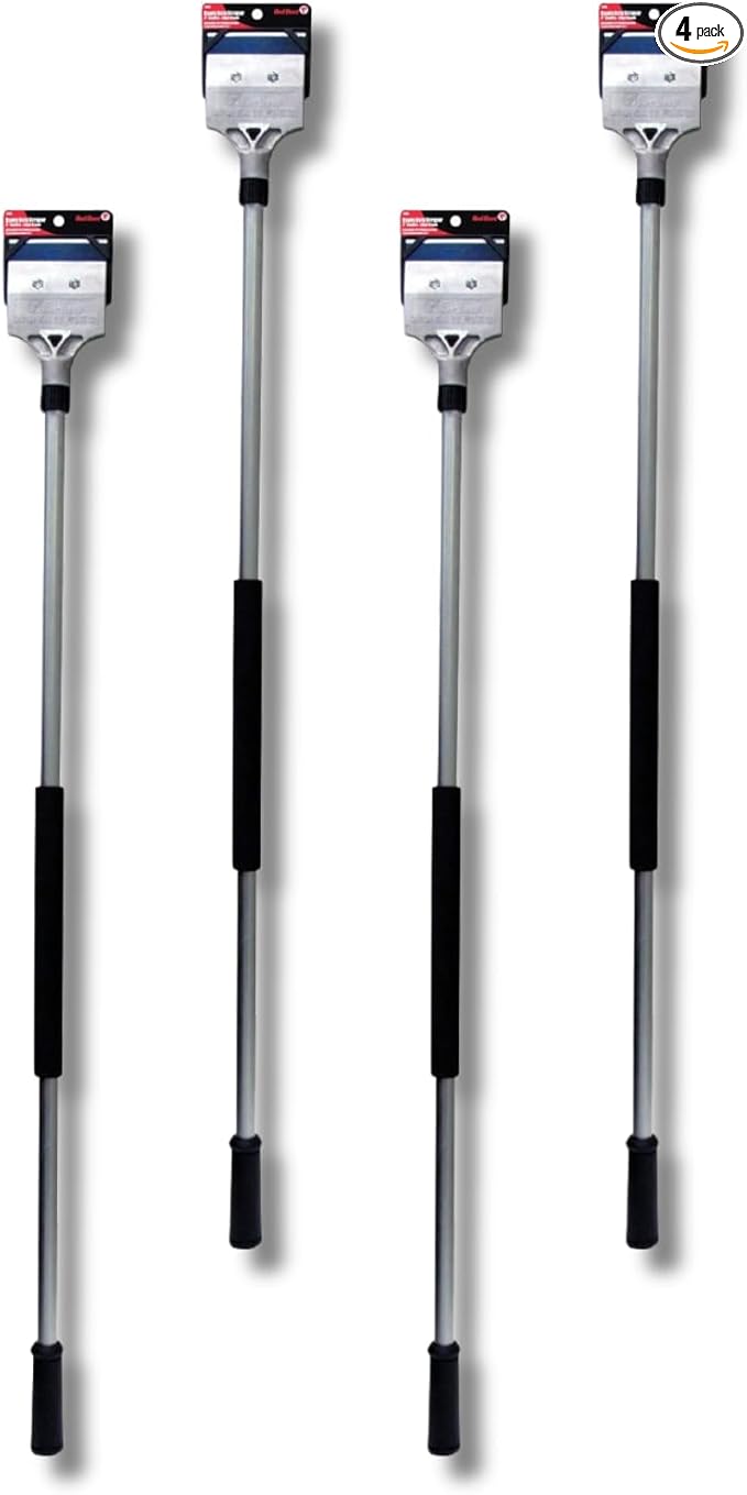 Red Devil 2108 Long Handle Heavy Duty Floor Scraper with 4-Inch Double Edge Steel Blade, Cushioned Grip Handle for Tile, Linoleum, and Carpet Removal, Pack of 4