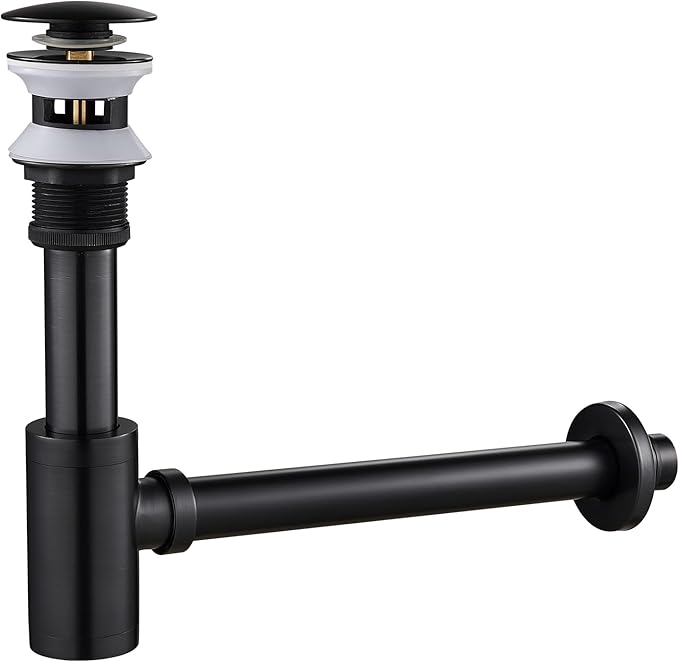 Bathroom Basin Sink Waste P-Trap Drain Kit, Adjustable Bottle Trap with Pop Up Drain Stopper with Overflow, Oil Rubbed Bronze