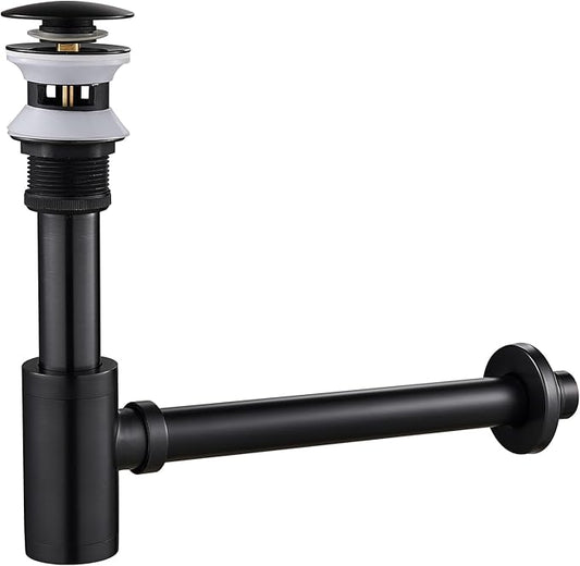 Bathroom Basin Sink Waste P-Trap Drain Kit, Adjustable Bottle Trap with Pop Up Drain Stopper with Overflow, Oil Rubbed Bronze