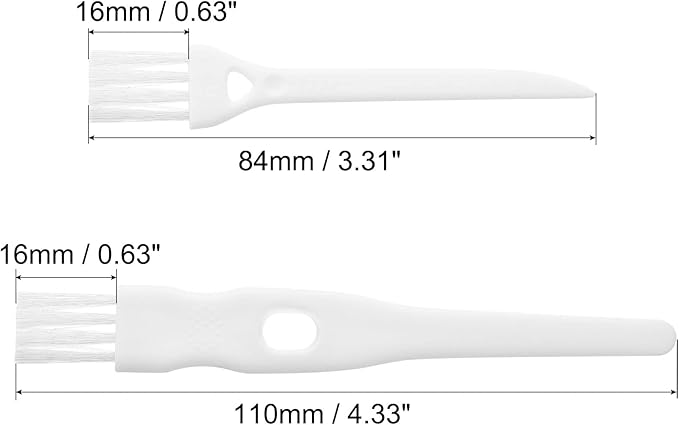 MECCANIXITY Shaver Cleaning Brush Tools with White Handle White Nylon Bristles 2 Sizes for Keyboard, Window Track, Vent Outlet, Home, Office, 8 Pack