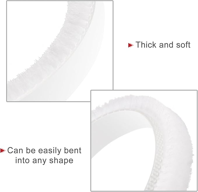 uxcell Weather Stripping Brush, 40ft L x 0.35" W x 0.2" H Self-Adhesive Seal Weatherstrip Sweep Brush White for Door Window