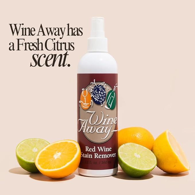 Wine Away Red Wine Stain Remover, 12oz - Removes Wine Spots, Perfect Fabric Upholstery & Carpet Cleaner Spray Solution, Spray on Stain Wash & Resolve Laundry to Vanish Stain, Citrus Scent (Pack of 2)