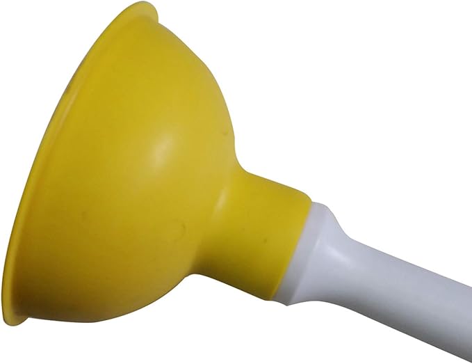 Coralpearl Drain Plunger, Small Hand Force Plumber Helper, Little 4 inch Cup Clog Remover, Tiny Rubber Unclogger in 9" Short Handle for Kitchen Sink, Bathroom Toilet, Shower Bath Tub (Blue + Yellow)