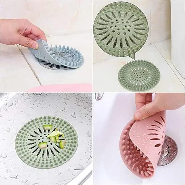Shower Drain Hair Catcher - 5 Pack Anti-Slip TPR Silicone Drain Covers for Bathroom Tub Sink, Universal Fit Over Shower or Kitchen Sink Garbage Disposal Multi-Color Strainers