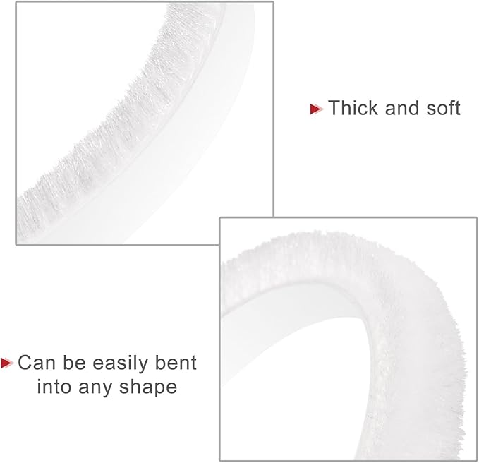 uxcell Weather Stripping Brush, 10ft L x 0.28" W x 0.24" H Self-Adhesive Seal Weatherstrip Sweep Brush White for Door Window