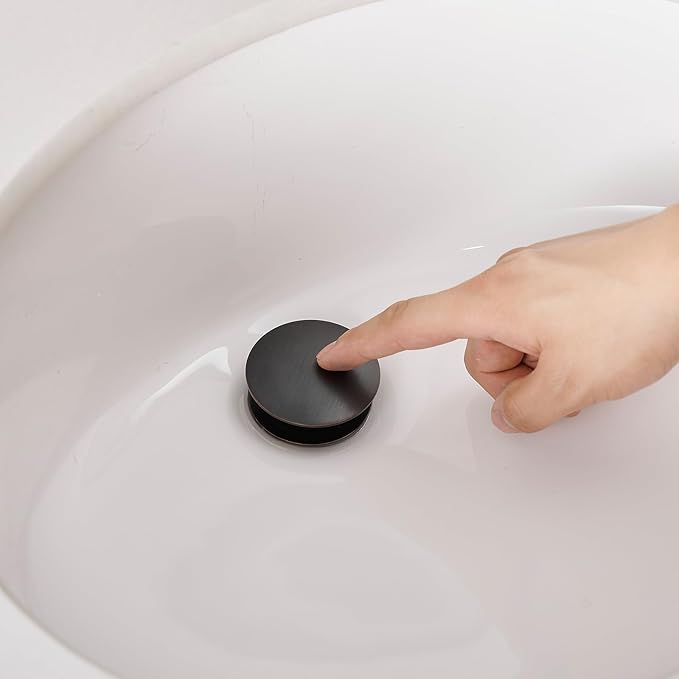 Bathroom Sink Drain with Overflow Vessel Vanity Pop Up Drain Assembly Stopper Lavatory Commercial Bath Brass Fits Bathroom Standard Sink Hole 1-1/2" to 1-3/4" Oil Rubbed Bronze, P03ORB