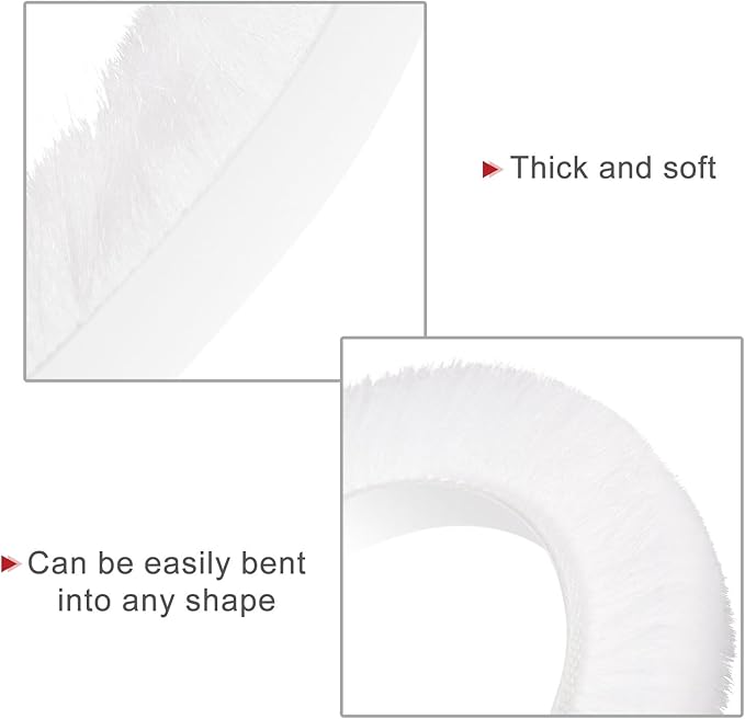 uxcell Weather Stripping Brush, 20ft L x 0.35" W x 0.6" H Self-Adhesive Seal Weatherstrip Sweep Brush White for Door Window