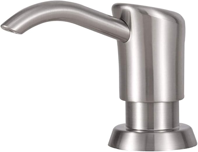 GAGALIFE Built in Sink Soap Dispenser or Lotion Dispenser for Kitchen Sink, Brushed Nickel ABS Pump Head, with 17 Ounce Large PET Soap Bottle