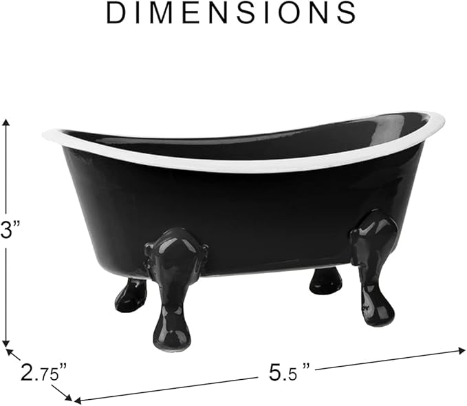 Rustic Enamel 1 Piece 5.5" Metal Clawfoot Mini Bathtub Soap Dish Mini Bath Tub Decoration Clawfoot Tub Soap Caddy Collection (Black)