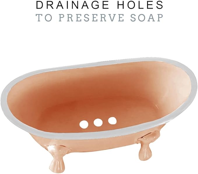 Rustic Enamel 1 Piece 5.5" Metal Clawfoot Mini Bathtub Soap Dish Mini Bath Tub Decoration Clawfoot Tub Soap Caddy Collection (Peach)