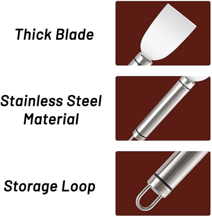 2 Pack Stove Scraper for Tough Case - Wide Using Stainless Steel Scraper for Stove BBQ Grill Kitchen - Scraper for Cleaning Stove Top, Cooktop, Oven, Glass Scraper