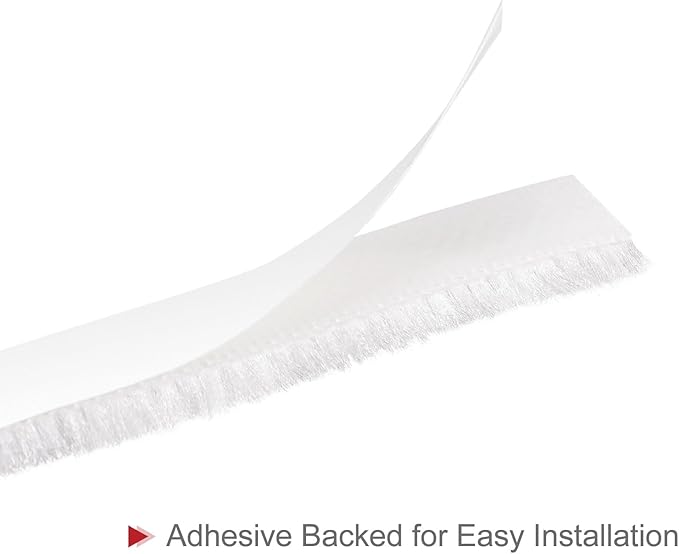 uxcell Weather Stripping Brush, 40ft L x 0.35" W x 0.2" H Self-Adhesive Seal Weatherstrip Sweep Brush White for Door Window