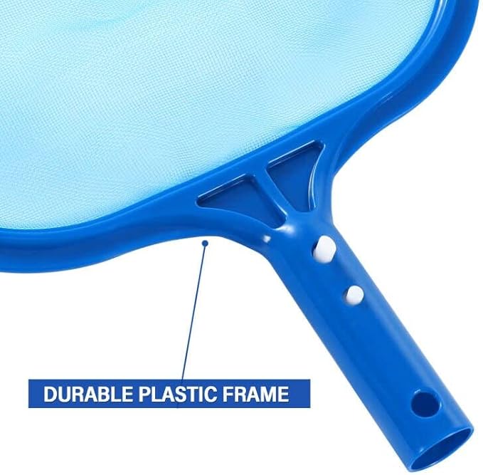 Pool Skimmer - Pool Net with Solid Plastic Frame, Skimmer Net with Fine Mesh Net, Pool Net for Cleaning Leaf of Swimming Pools, Spas, Hot Tubs and Fountains