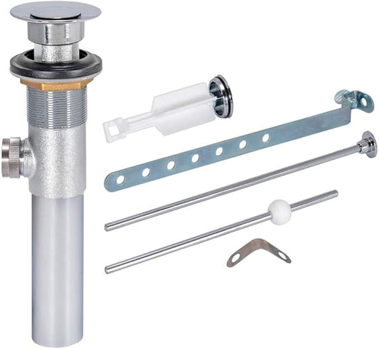 EZ-FLO Pop-Up Lavatory Sink Drain Assembly, Brass Body with Chrome-Plated Finish, 22-Gauge Tailpiece, 10901