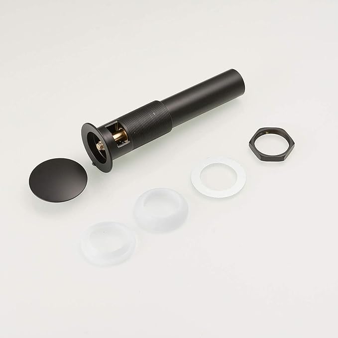 BWE Black Vessel Sink Drain Stopper with Overflow, Fits Standard Bathroom Sink Hole 1-1/2" to 1-3/4", Matte Black