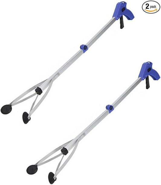 [New Version] 2 Pack Foldable Reacher Grabber Tool, Long 32" Foldable Extender Gripper Tool, Suction Cups for Precise Work, Claw Trash Garbage Picker, Garden Nabber, Mobility Aid Pick Up Tool