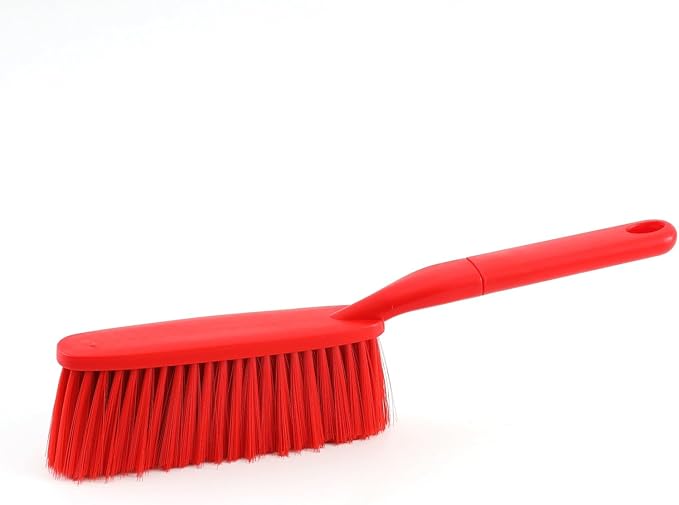 1 Pack 15" Hand Broom Brush,Soft Bristle Cleaning Brush,Crumb Debris Sweeping Brush,Dusting Brush,Comfort for Bed Car Couch Desk Sofa Furniture Clothes,Small Particles Hair Remover(Red)