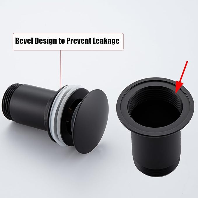 RANDOM Black Brass Bottle P Trap Contemporary Round Bottle P-Trap 1 1/4 with Pop Up Drain Without Overflow Matte Black 83888MBS.