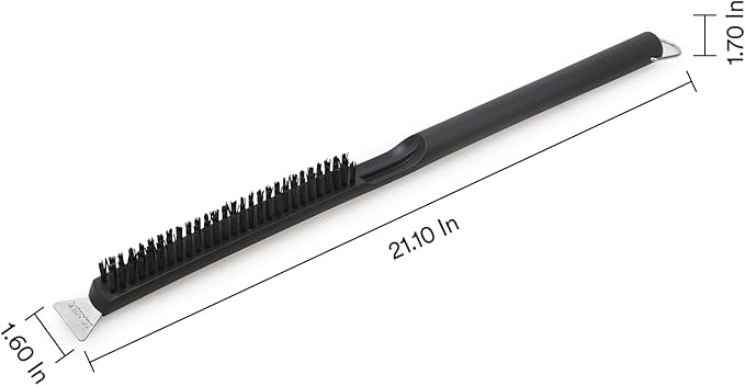 Everdure 2-in-1 Pizza Oven Brush and Scraper Tool - for Hard to Reach Areas and Keeping Your Oven Fresh and Clean - Nylon Bristles, Stainless Steel Spatula, Long Handle - Outdoor Pizza Oven Essential