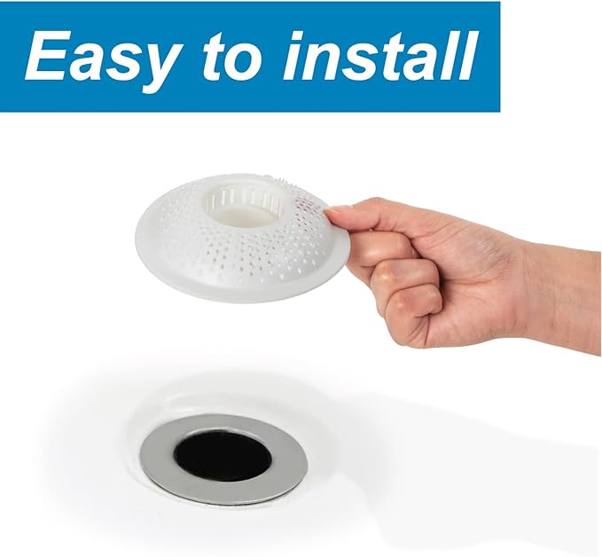 Hairstopper Drain Cover Hair Catcher for Shower and Bathtub, Protects Against Clogs Without Blocking Water Flow, White, 3 Pack