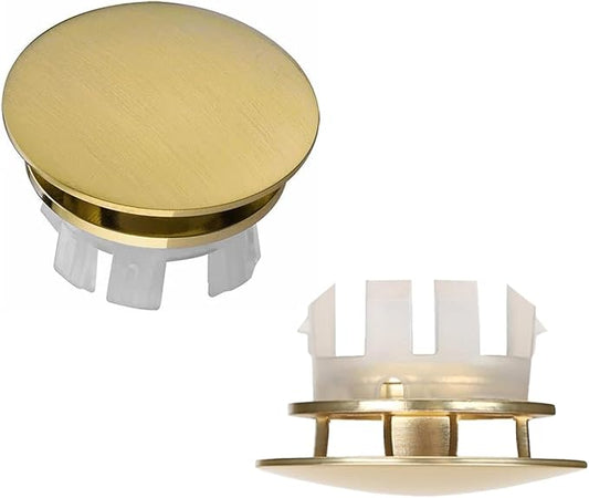 2 Pcs Bathroom Sink Overflow Cover Basin Trim Brass Insert in Hole Round Caps Brushed Nickel Vanity Ceramic Vessel Kitchen Replacement Dual Layer Insert Sink Basin Overflow Trim Ring (Gold)