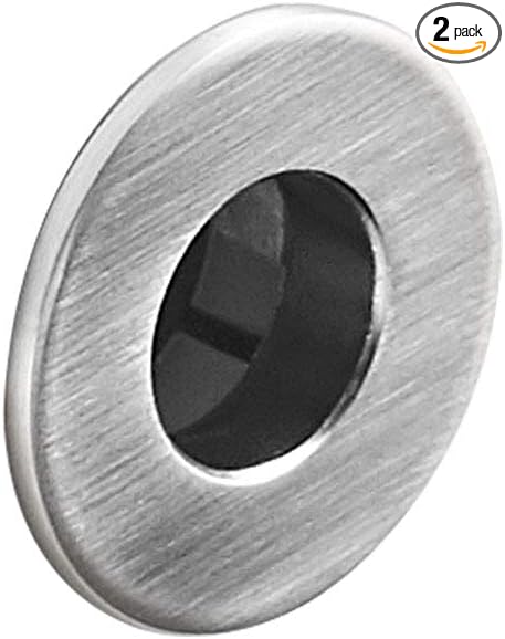 Sink Basin Trim Overflow Cover Brass Insert In Hole Round Caps Brushed Nickel(2 Pack)