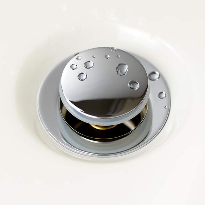 Purelux Bathroom Sink Drain Stopper Faucet Vanity Sink Pop Up Drain Assembly with Overflow, Chrome Finish
