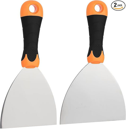 2-Piece Spackle Knife Set：4"，and 6" Professional Putty Knives - Paint Scraper and Drywall Tools for Wall Repair-WEGAZ