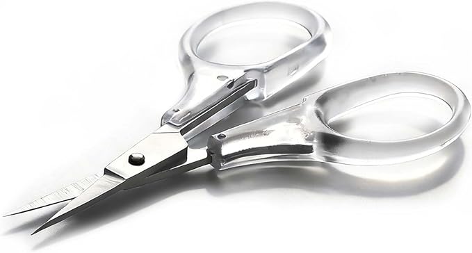 SCAIKTIG Small Craft Scissors, 3" Tiny Travel Scissors Tsa Compliant with Cover, Sharp Scissors all Purpose, Straight Fine Tips Mini Sewing Scissors Set, Precision Detail Paper Cutting, Transparent