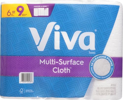 Viva Multi-Surface Cloth Paper Towels, Choose-A-Sheet - 6 Big Rolls = 9 Regular Rolls (83 Sheets Per Roll)