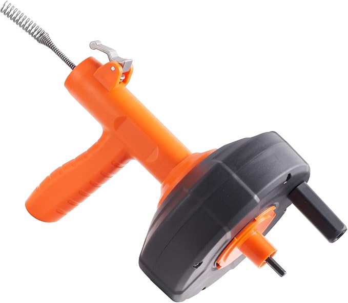 VEVOR Drain Auger 25Ft, Plumbing Snake Auto Feed, Plumbers Snake with Drill Attachment, Pipe Snake Drain Clog Remover for Kitchen Bathroom Shower Sink with Protective Hose and Gloves