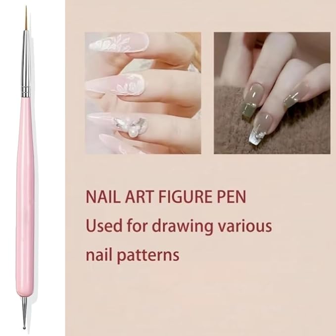 Faiteary Nail Art Brushes, 6PCS Nail Design Painting Brush Sets with Nail Polish Brush Nail Liner Brush Nail Extension Gel Brush Builder Nail Gel Brush and Nail Dotting Tool for DIY Nail Art