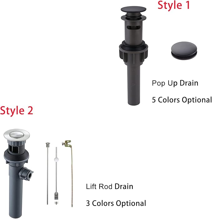 WOWOW Bathroom Drain Assembly Stopper with Lift Rod for Bathroom Faucet Vanity Sink Pop-Up Drain Stopper Assembly with Lift Rod and Overflow,Brushed Nickel