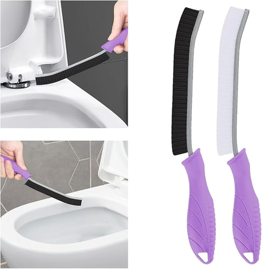 Toilet Brush, 2 Pcs Bathroom Cleaning Brush, Toilet Scrubber, Deep Toilet Bowl Brush with Hanging Hole, Multifunctional Gap Cleaning Brush, Bristles for Kitchen Sinks, Tub,Shower (2, Purple)