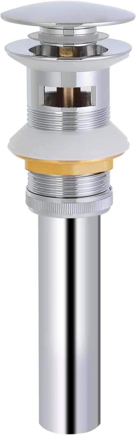 Bathroom Sink Pop Up Drain with Overflow, Sink Pop Up Drain Stopper, Polished Chrome
