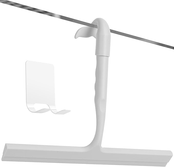 Shower Squeegee for Glass Doors, 2-in-1 Silicone Shower Squeegee with Hook,Hang Anywhere | Streak-Free Bathroom Squeegee | Household Window Mirror Squeegee for Bathroom, Glass, Tile Wall, Car | Gray