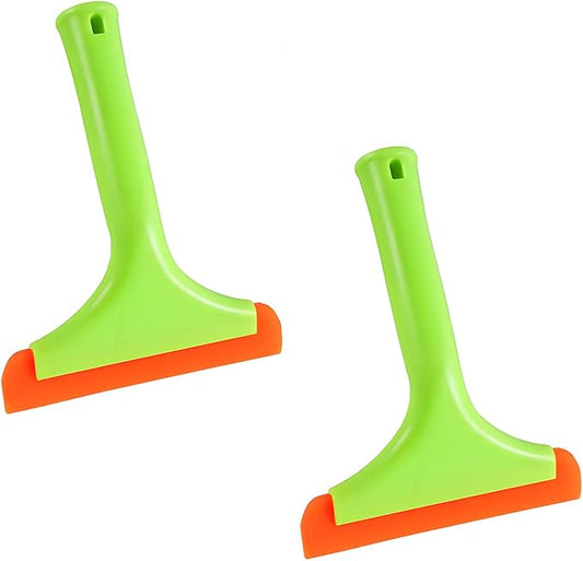 Ziciner Small Silicone Window Squeegee, Car Windshield Water Blade Squeegee, Multifunctional Auto Squeegee with 5.9 Inch Blade and Non-Slip Handle for Car Window, Home Cleaning (Light Green-2PCS)