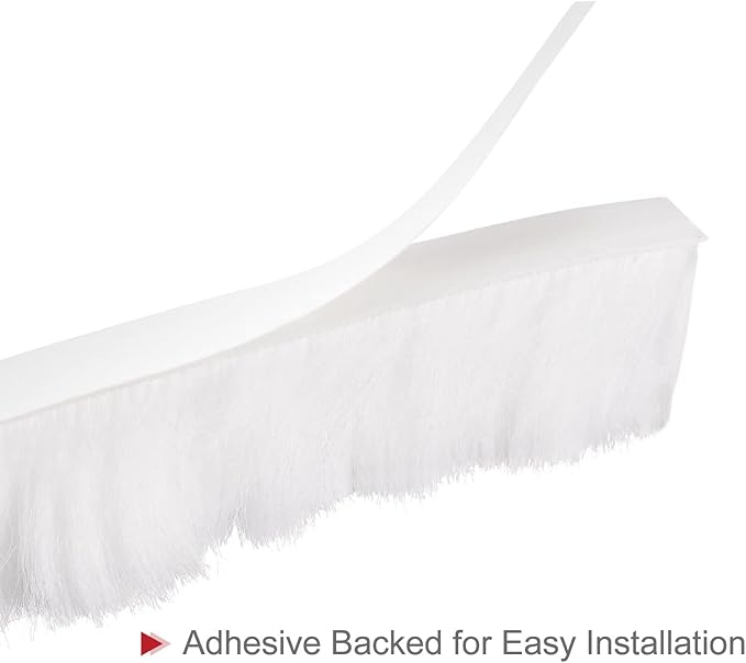 uxcell Weather Stripping Brush, 26ft L x 0.35" W x 0.9" H Self-Adhesive Seal Weatherstrip Sweep Brush White for Door Window